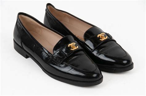 black patent chanel loafers|Chanel loafers.